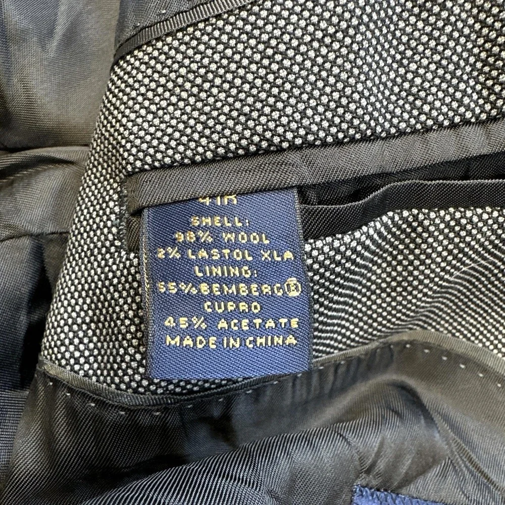 Brooks Brothers 346 Blazer Mens 41R Gray‎ Stretch Wool Sport Coat Jacket Lined